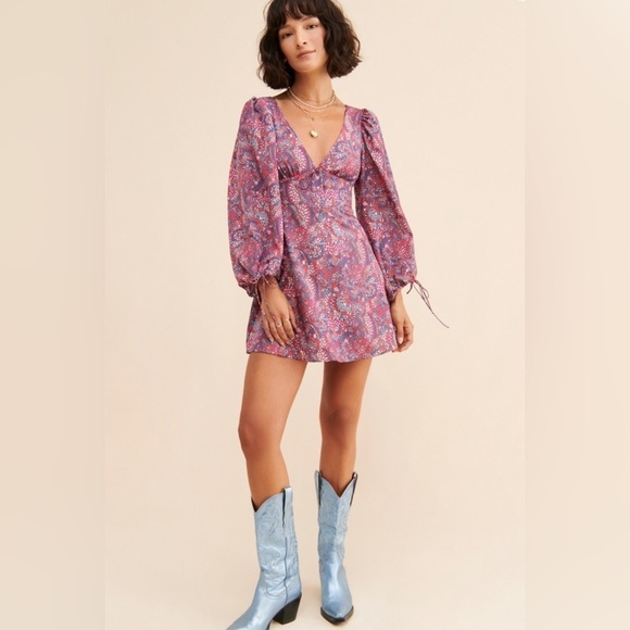 For Love and Lemons Tonya Mini Dress - Purple Floral 🌺 - Picture 1 of 15